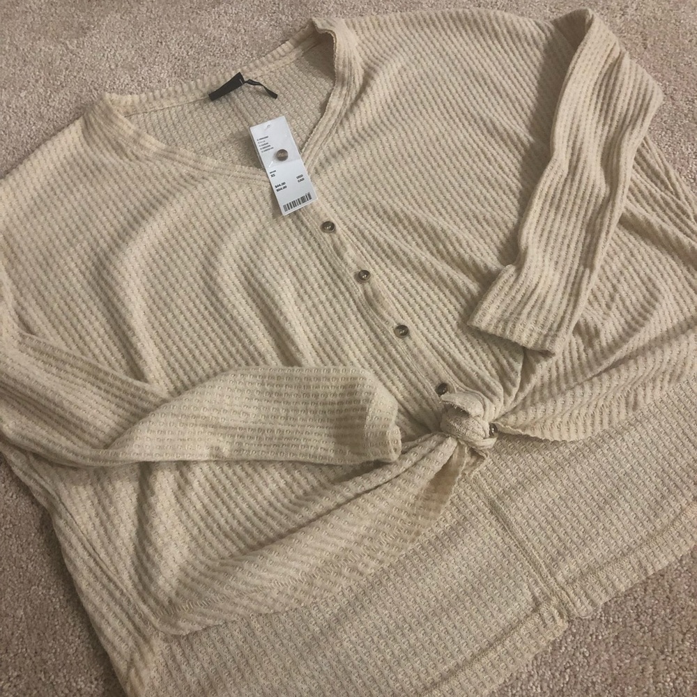 Out From Under Jojo Oversized Thermal Button-Front Top